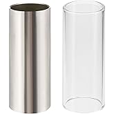 Pangda 2 Pieces Glass Slide and Stainless Steel Guitar Slide Set | Glass and Metal Guitar Slide Ring, Slide Bar, Acoustic Electric Guitar, Bass, Smooth Tone, Medium, 6 cm