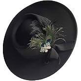 Vintage Wide Brim Fedora Hats -Handmade Felt Hat Panama Rancher Hat for Party Wedding A