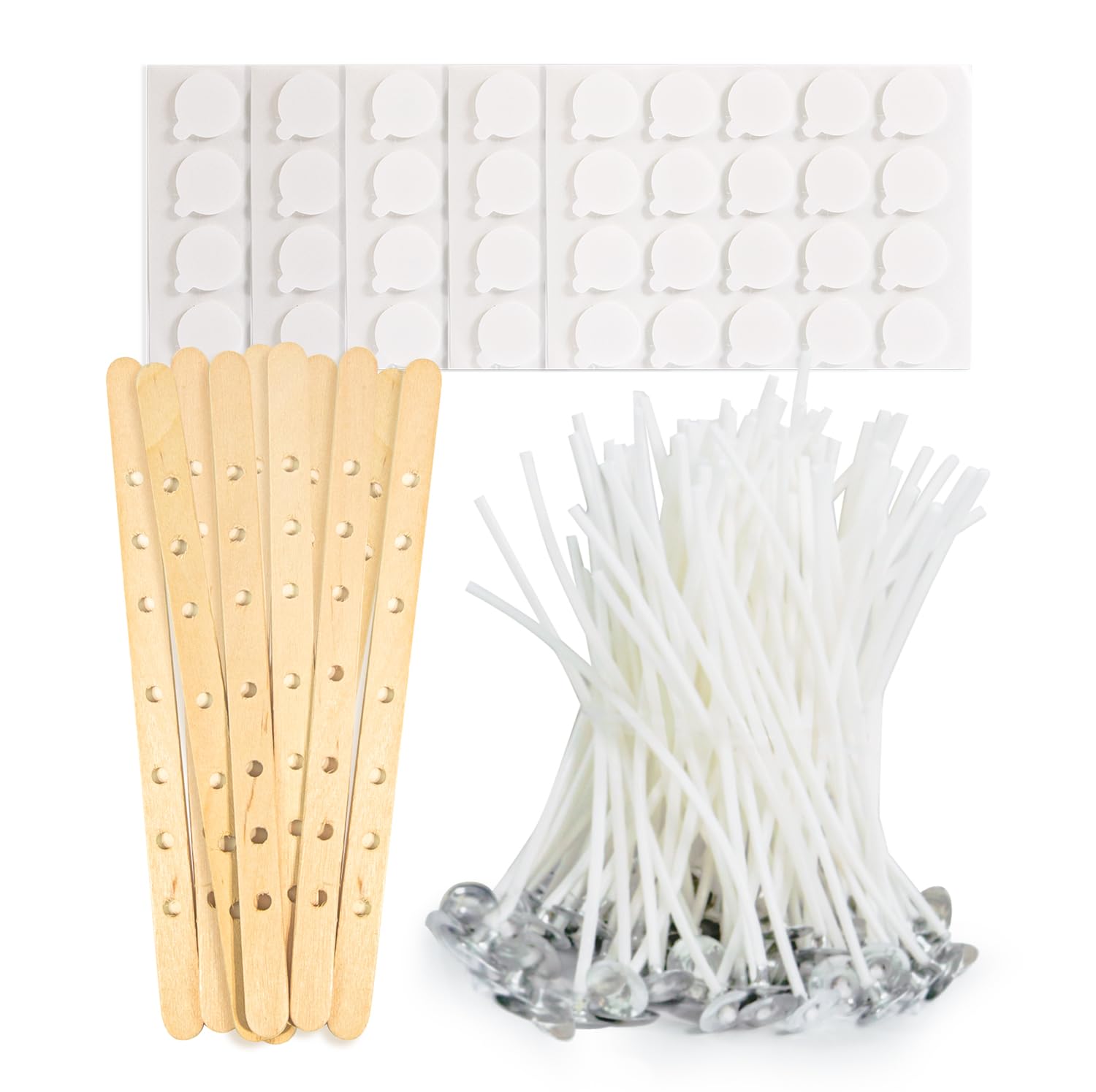 Photo 1 of 100pcs Candle Wicks Kit Pre-Waxed and Pre-Tabbed Cotton Wicks for Candle Making,Wick Stickers, Wick Centering Device - Great for Soy, Beeswax, and Paraffin Candles