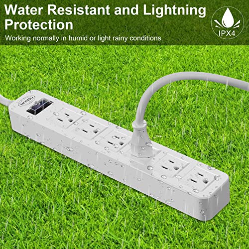 Outdoor Power Strip Waterproof, Weatherproof Surge Protector Power