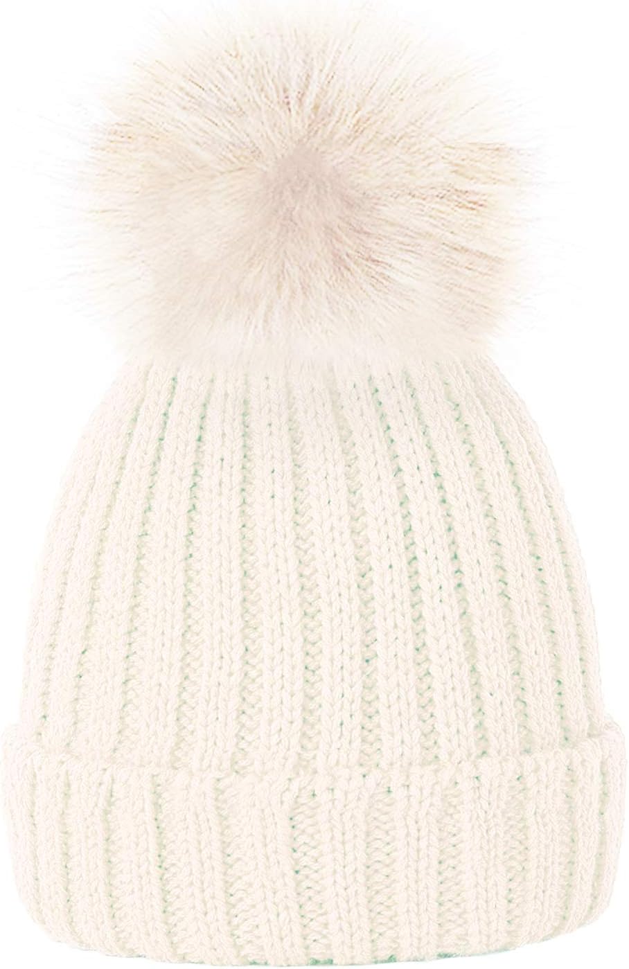 TOSKATOK® Girls Faux Fur Pom Pom Beanie Hat