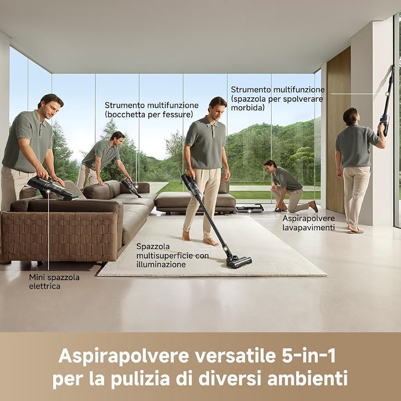 H14 Dual 5-in-1 Aspirapolvere Lavapavimenti, Dosaggio Int. Deterg.