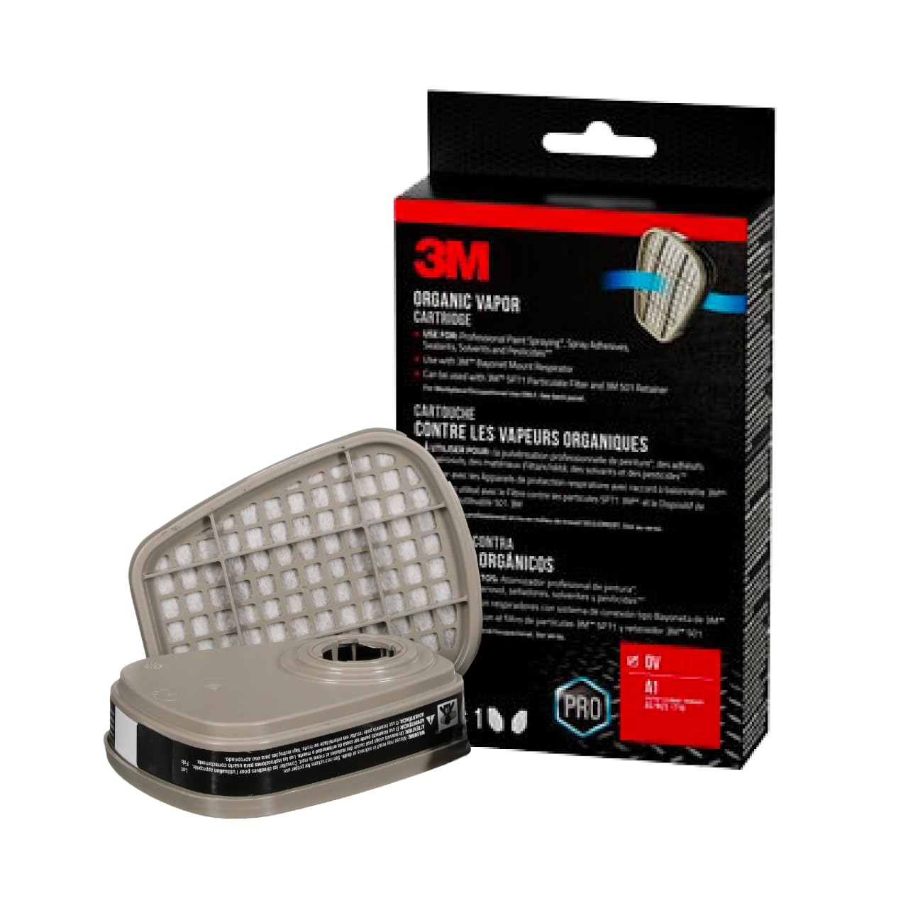 Photo 1 of 3M Performance Organic Vapor Replacement Cartridges, 1 Pair, Use With Any 3M Bayonet Mount Respirator, For Vapors From Certain Paint Spraying, Adhesives, Sealants, Solvents & Pesticides (6001P1-DC)