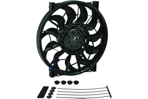 DERALE Electric Cooling Fan, HO RAD, 12 in Fan, Push/Pull, 2000 CFM, 12V, Curved Blade, 12-5/8 x 12-5/8 in, 3-1/8 in Thick, Install Kit, Plastic, Kit