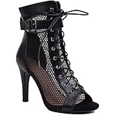 UTIKLIOU Women's Mesh Sandals Peep Toe High Top Sandals Lace Up Summer Boots Buckle Strap Party Sexy Pump Shoes Open toe