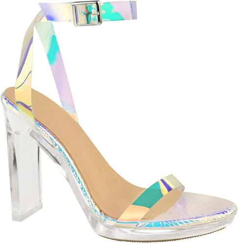 Barely There Damen High Heels Plexiglas Sandalen Mit Riemen Durchsichtig Silber Silver Snake Hologram Perspex Grosse 36 Eu Amazon De Schuhe Handtaschen