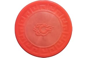 AIYGOUWU Dog Flying Discs,Interactive Rubber Flyer Dog Toys,Put Cloth in Middle for Durability,Glow at Night,9 inch for Medium/Large Dogs.(Red)