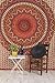 Bohemian Psychedelic Intricate Floral Design Kerala Tapestry Wall hanging Magical Thinking Tapestry Indian Hippie Bedspread Tapestry (Queen (84 X 85 inches approx), Orange-Red Border)