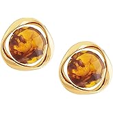 MINACHI Green Faceted Teardrop Stud Earrings for Women, Emerald-Tone Look, Lightweight Vintage-Inspired Studs