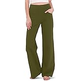 Houmous Wide Leg Pants Women Cotton Yoga Pants High Waist Loose Lounge Stretch Trousers with Pockets