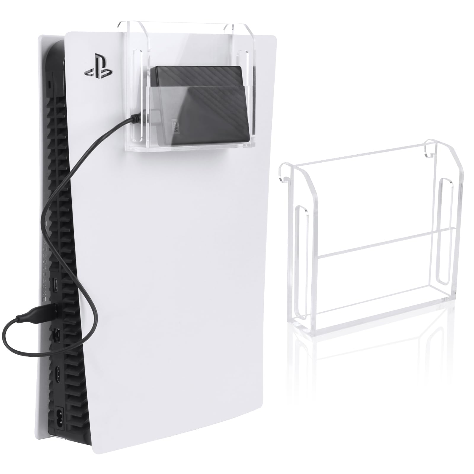 Desing Wish Hard Drive Holder Organizer for Storing Gaming Hard Drives, Acrylic Clear Holder Compatible with Playstation 5 Disc/Digital Edition Console