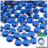 The Crafts Outlet 144-Piece Flatback Round Rhinestones, 12mm, Royal Blue