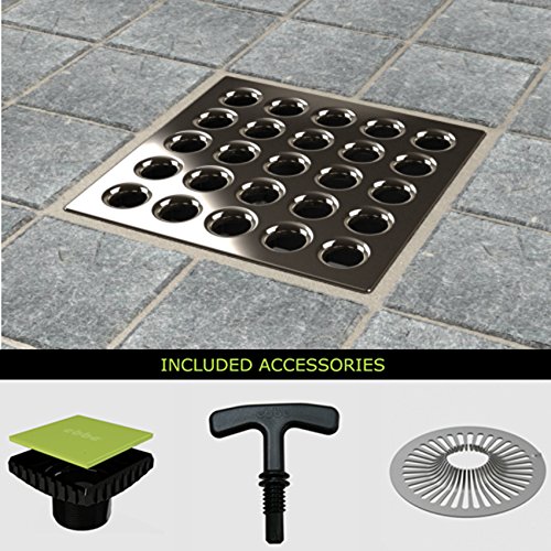 Ebbe E4409-E4400 Square Plate Drain Grate in Polished Nickel and Drain Riser w/Hair Trap & T-Puller - Thumbnail 7