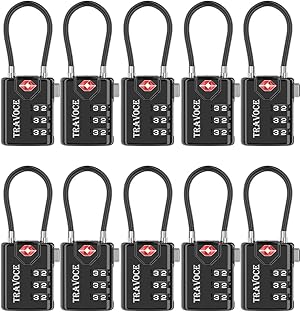 Search Alert TSA-zugelassenes Reise-Kombinations-Gepäck-Kabelschlösser für Koffer, Turnhalle, Werkzeugkasten, Rucksack, 1, 2, 4, 6 und 10 Stück, Schwarz, 10er-Pack, Einheitsgröße