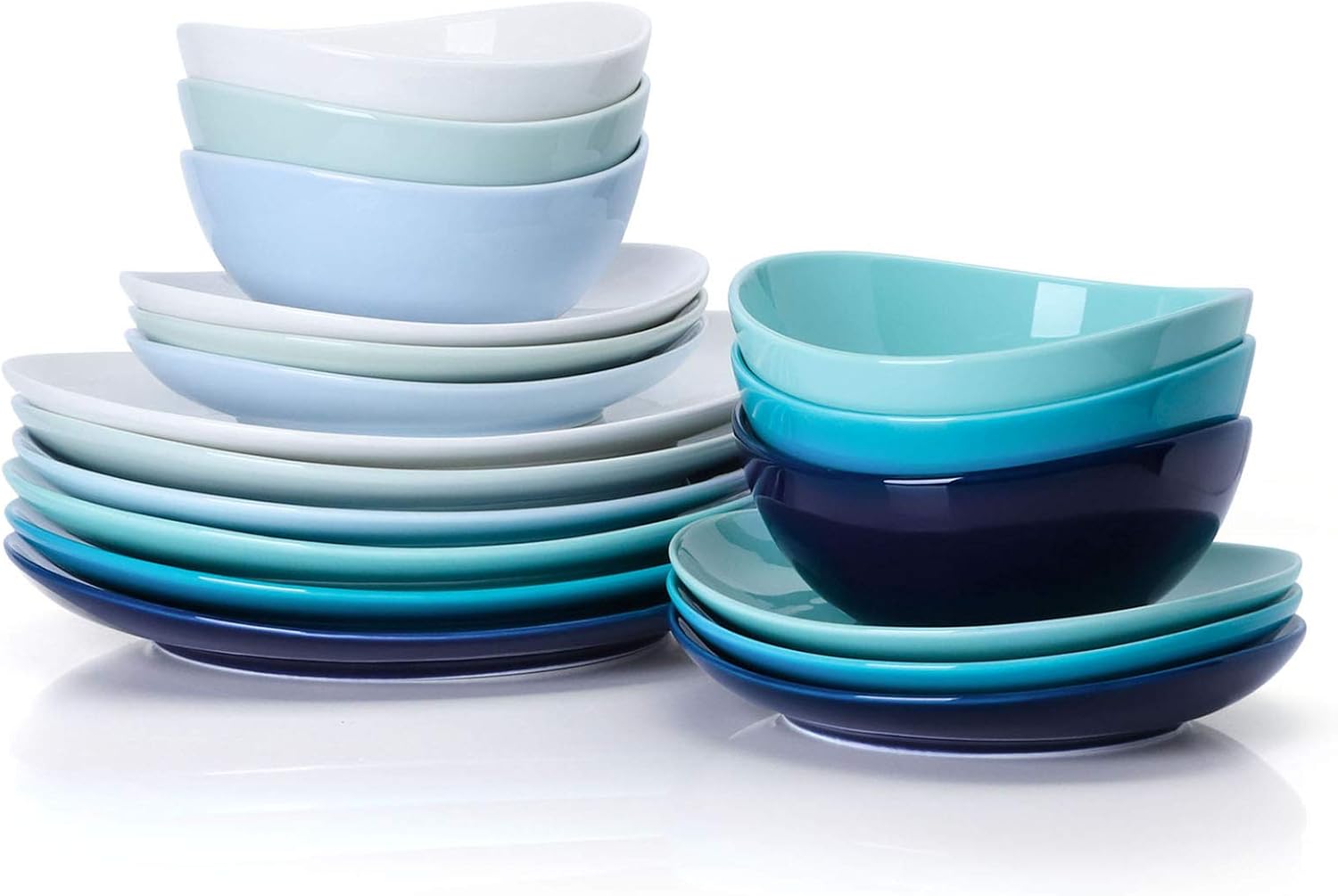  | Sweese 198.003 Porcelain Dinnerware Set, 18-Piece, Service for 6, Cool Assorted Colors: Dinnerware Sets