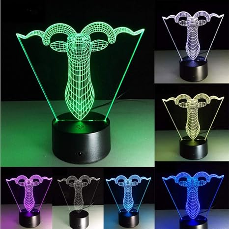 Camera Cafe Regali Di Natale.Fyyanm Novita Cartoon 3d Lampada Capra 7 Colore Gradiente Led Night Light Casa Camera Mall Bar Cafe Decor Cervi Bambino Natale Regali Di Compleanno Amazon It Illuminazione