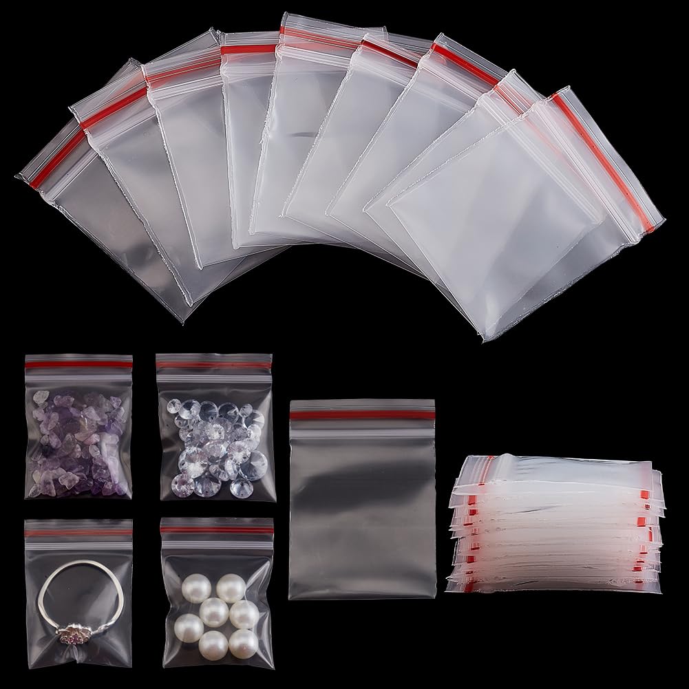 PandaHall - Pack of 500 Clear Bags Plastic Zip Bags, 0.06 mm, 40x30mm