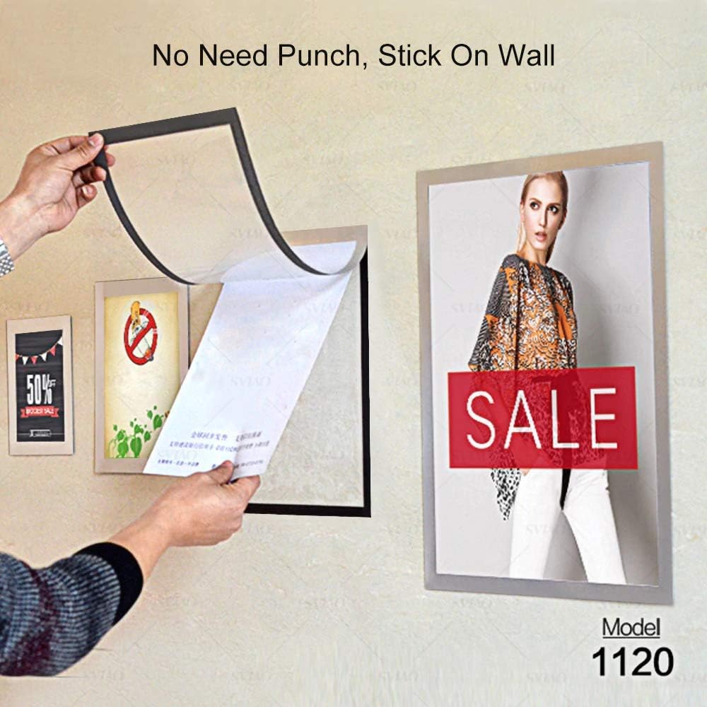 sviao A4 Size Durable Adhesive Magnetic Frame Wall Mounted PVC Poster Display Board Picture Frame Bulletin Board