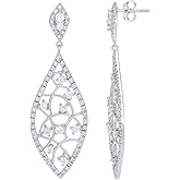 Sterling Silver Womens Round Cubic-Zirconia Marquise Fashion Danglers Earrings
