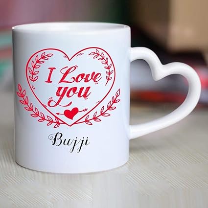 Buy Huppme I Love You Bujji Heart Handle Mug 350 Ml White Online