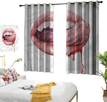 Amazon Com Lightly Living Room Curtains Vampire Sexy Mouth Blood