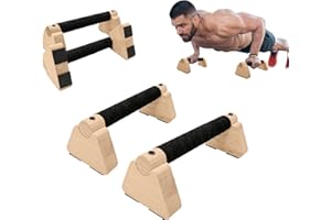 DOCAHARBOUR 2 PCS Wooden Parallettes Bars, Wood Push Up Bars Calisthenics Equipment with Non-Slip Base, Pushup Handles Fitness Blocks for Men and Women Strength Training