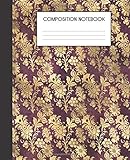 Composition Notebook: Faux Golden Floral Flower Pattern College Ruled Notebook Lined School Journal