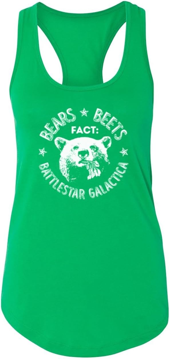 Office | Fact Bears Beets Battlestar Quote | Womens Pop Culture Jersey Racerback Tank Top