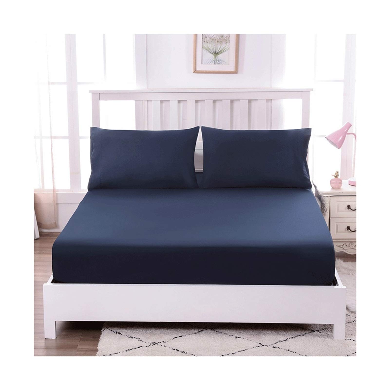 Queen Size Fitted Sheet Solid color Extra deep fitted bed sheets 16 inch (40 cm) Soft Brushed Microfibre Fabric - Shrinkage and Fade Resistant - Bottom Sheet 150 * 200cm