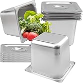 Biugaaufai 6 PCS 1/6 Size 6 Inch Deep Steam Table Pan, Sixth Size Stainless Steel Hotel Pans, Steam Pans for Weddings, Parties, Restaurants, Cafeterias and Hotels