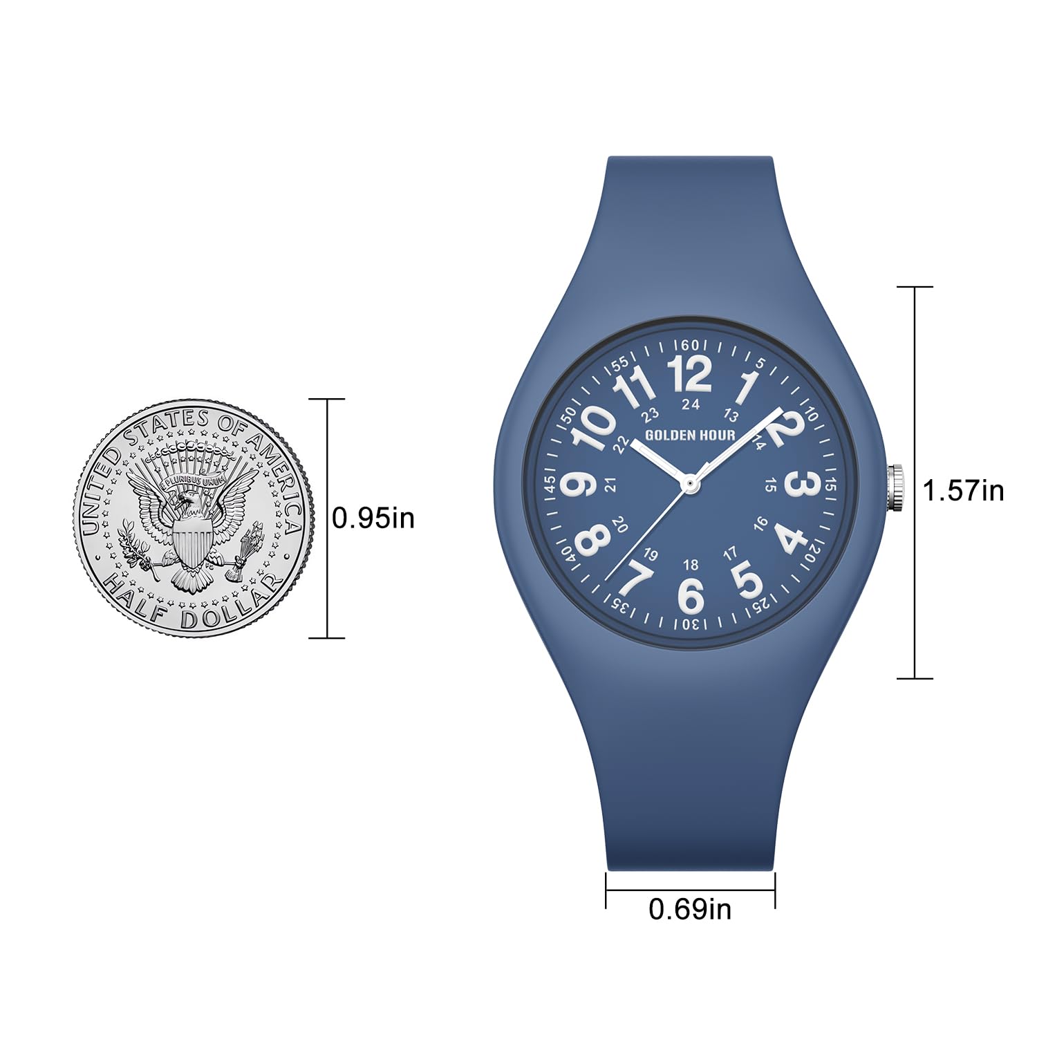 GOLDEN HOUR Armbanduhr Damen wasserdichte Digital Analoge, Unisex-Sportuhren für Uhr Damen Studenten Mädchen Jungs – leuchtende, Leicht Ablesbares Zifferblatt, Silikonarmband Krankenschwester Uhren