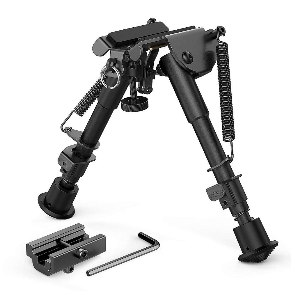 DETECH Adjustable 6-9 Inches Rifle Bipod Telescopic Pendulum Head Bracket Support Frame 20mm Bracket Tripod Refitting Accessories with Adapter