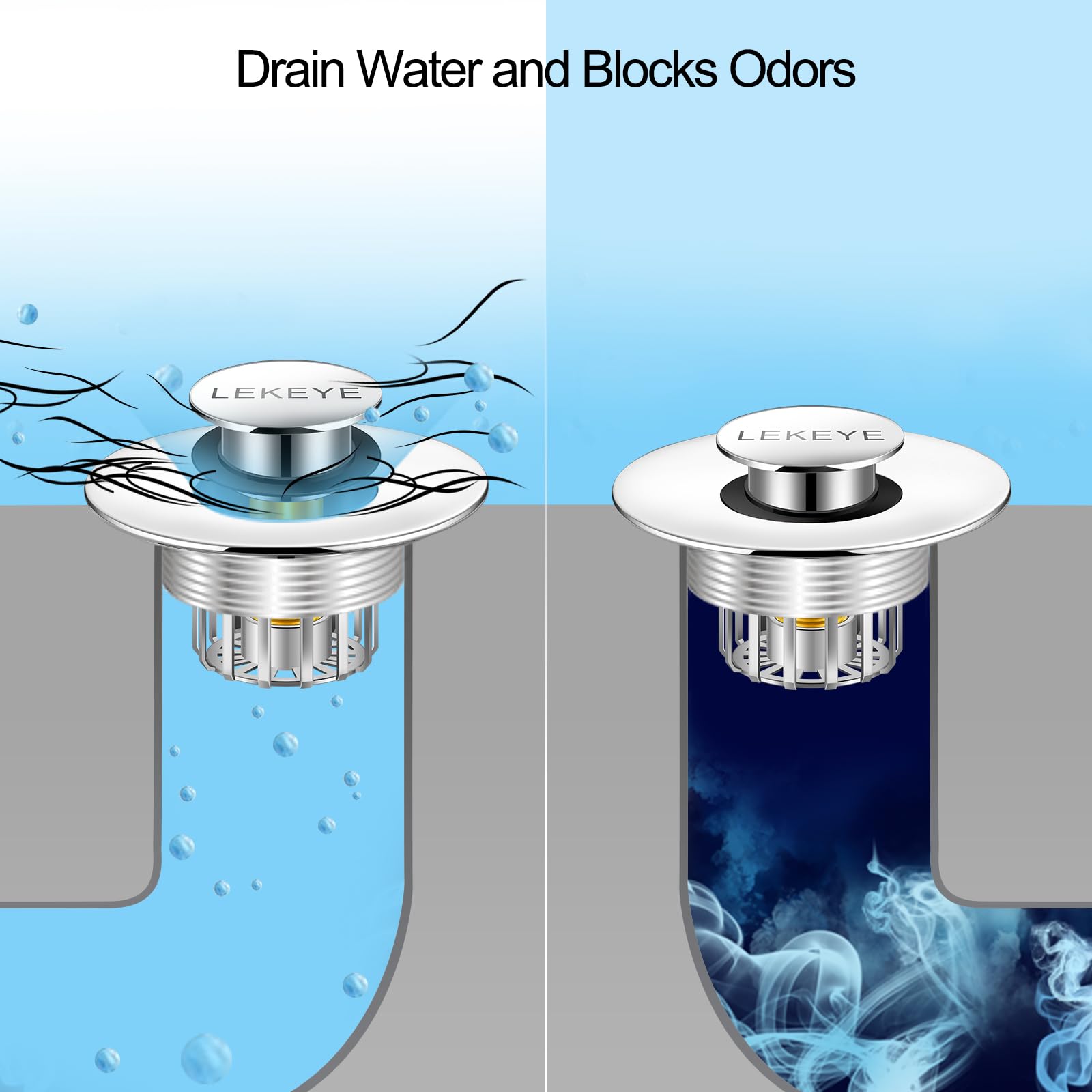 LEKEYE Tub Stopper | Shower Drain Hair Catcher | Pop-up Drain Stopper with Strainer | Bathroom Bathtub Plug | Drain Protector for 1-1/2 to 1-3/4