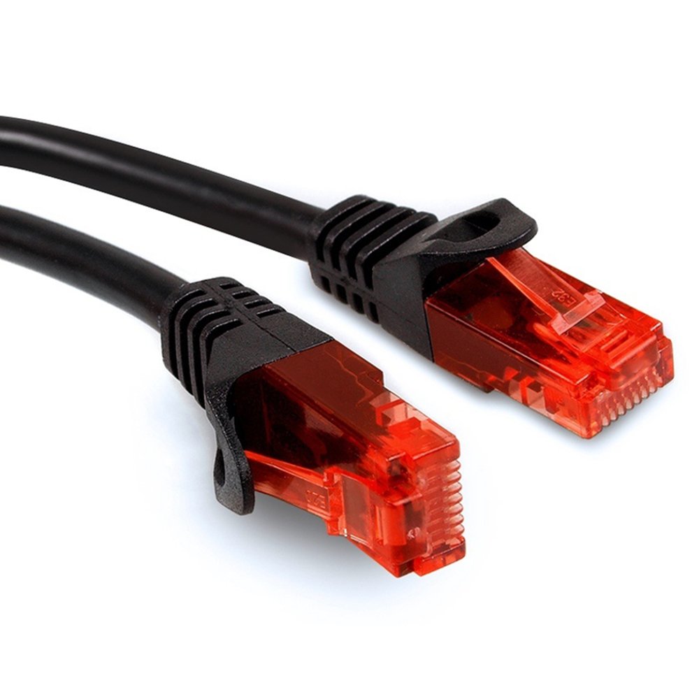 Maclean MCTV RJ45 UTP CAT6 Patchcord Internet Network Ethernet LAN Cable Plug - Plug Lossless Black/Red (1m)
