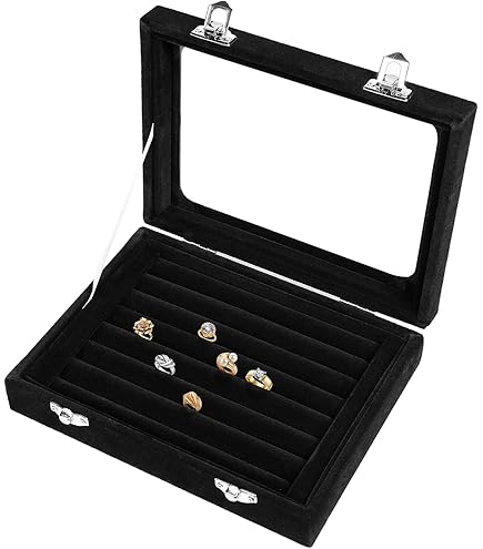Bandeja Expositora De Anillos De Terciopelo Con 7 Ranuras En