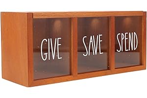 FOMIYES Piggy Bank Multi-Section Wall Mount with 3 Compartments Wooden Brown for Boys and Girls and Adults