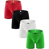 iKingsky Men's Modal Long Leg Boxer Briefs Soft Bulge Trunks No Ride Up Shorts Underwear Seamless Front Under Panties