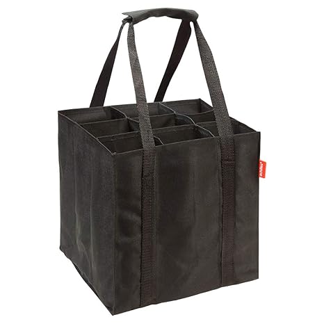 achilles 9er Bottle-Bag, Flaschentasche für 9 x 1,5 Liter Flaschen, Tragetasche mit Trennwände, 27x27x27cm, schwarz