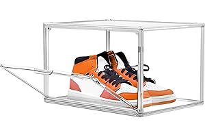 1 Pack Large Clear Acrylic Shoe Storage Organizer with Magnetic Door Stackable Thicken Boxes for Closet Foldable Shoe Rack fo