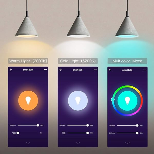 TECKIN Bombilla LED Inteligente WiFi Luces Clidas RGB 2800k 6200k Ajustable y Lmpara E27 Multicolor Funciona con Alexa Google Home Equivale 7 5W 2 Paquete