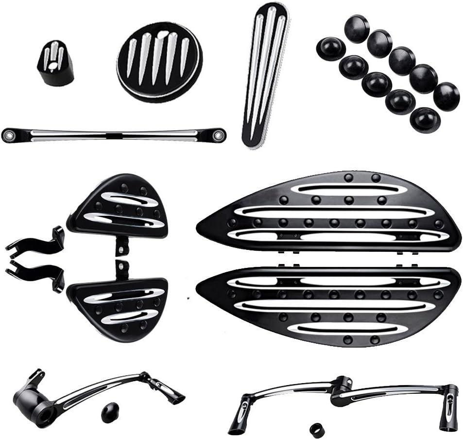 Driver Passenger Floor boards w/Peg Mount Bracket + Brake Arm Kit + Toe Heel Shift Lever Shifter Peg + Dash Accessory Pack + Rubber Pads + Shift Linkage Compatible with 2008-2013 Harley Touring