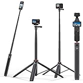 53.74‘’ Selfie Stick Extendable Camera Vlogging Tripod for DJI Action 5 Pro/4/3, For Insta 360 X5/X4/X3/GO 3S, Camera Mount Extender Telescopic Rod Extension Pole,Osmo Pocket 3/360 Tripod for GoPro 13
