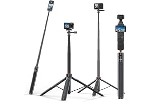 BRDRC 53.74‘’ Selfie Stick Extendable Camera Vlogging Tripod for DJI Action 5 Pro/4/3, For Insta 360 X5/X4/X3/GO 3S, Camera Mount Extender Telescopic Rod Extension Pole,Osmo Pocket 3/360 Tripod for GoPro 13