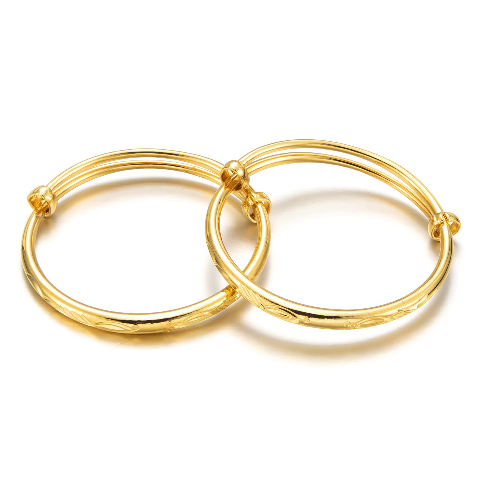 Ethlyn 2pcs/lot Mini Size Bangles For baby Boys Girls Gold Plated Fish Designs Bracelets for First Birthday Gifts
