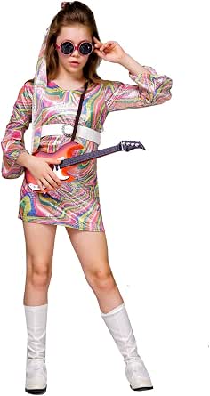 Amazon.com: Disfraz hippie para niña de los años 60 y 70 : Ropa, Zapatos y  Joyería