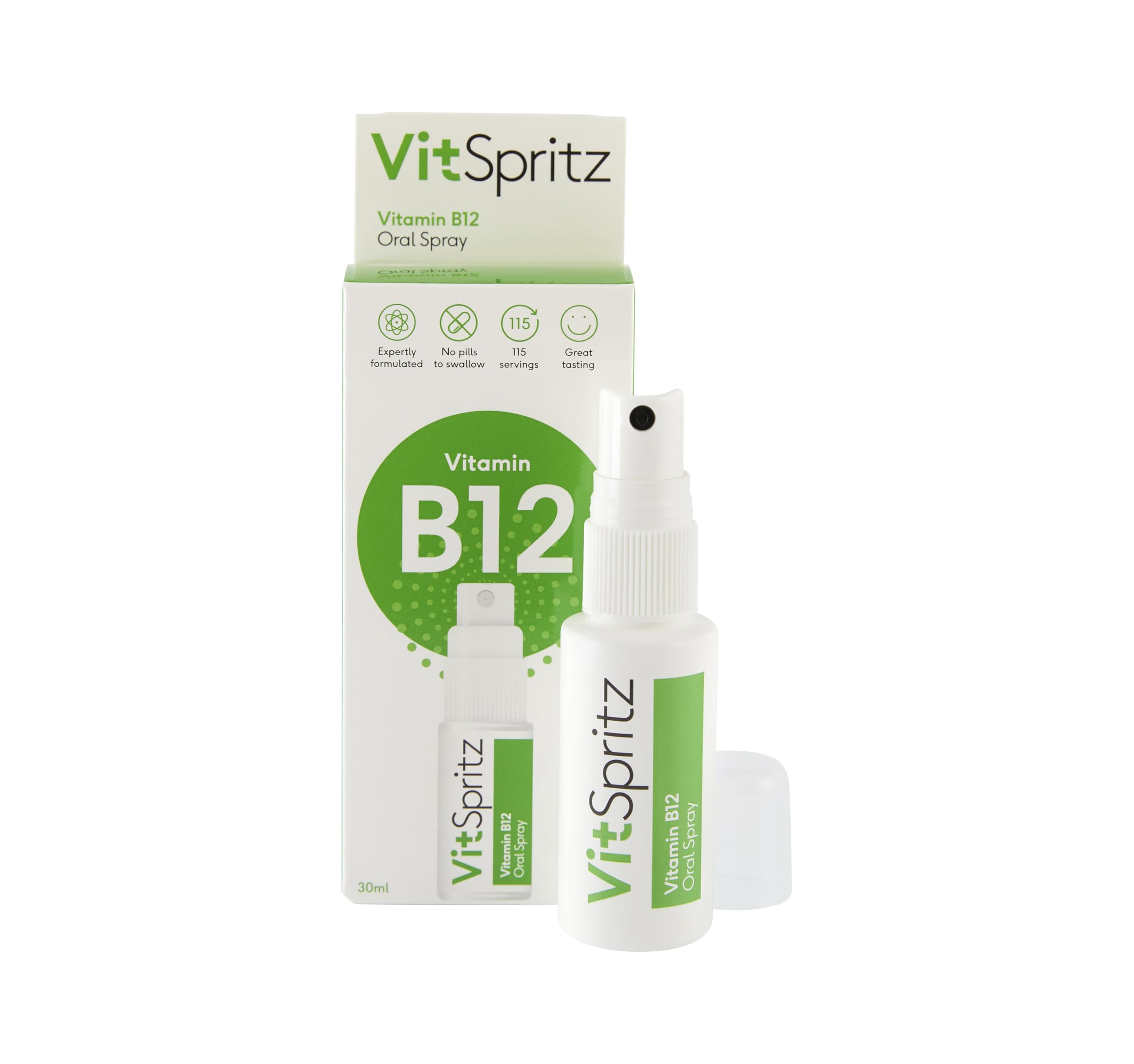 VitSpritz Vitamin B12 Spray 30ml - High Strength B12 Liquid Spray Supplement, Orange Flavour, VIT B 12 for Energy, Reduces Tiredness & Fatigue - Vegan & Vegetarian Vitamins for Adults