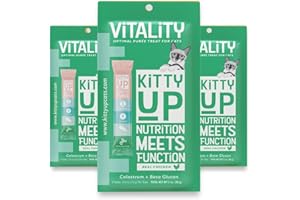 Kitty Up Lickable Cat Treats - Vitality Chicken Puree Squeeze Tubes with Lysine, Taurine & Beta Glucan | Immune Support for Indoor Cats (12 Pack)