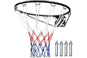 Ucootifly Basketball Rim Replacement 18 Inch Steel Rim with Net, Easy to Install and Reliable Quality