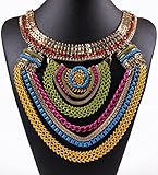 Funky Ethnic Tribal Colorful Multiple Chain Bib Choker Statement Collar Necklace