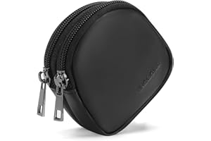 Jack&Chris Coin Purse for Men, Genuine Leather Mini Coin Wallet Zipper Pocket with Back Belt Loop, Coin Bag for Men